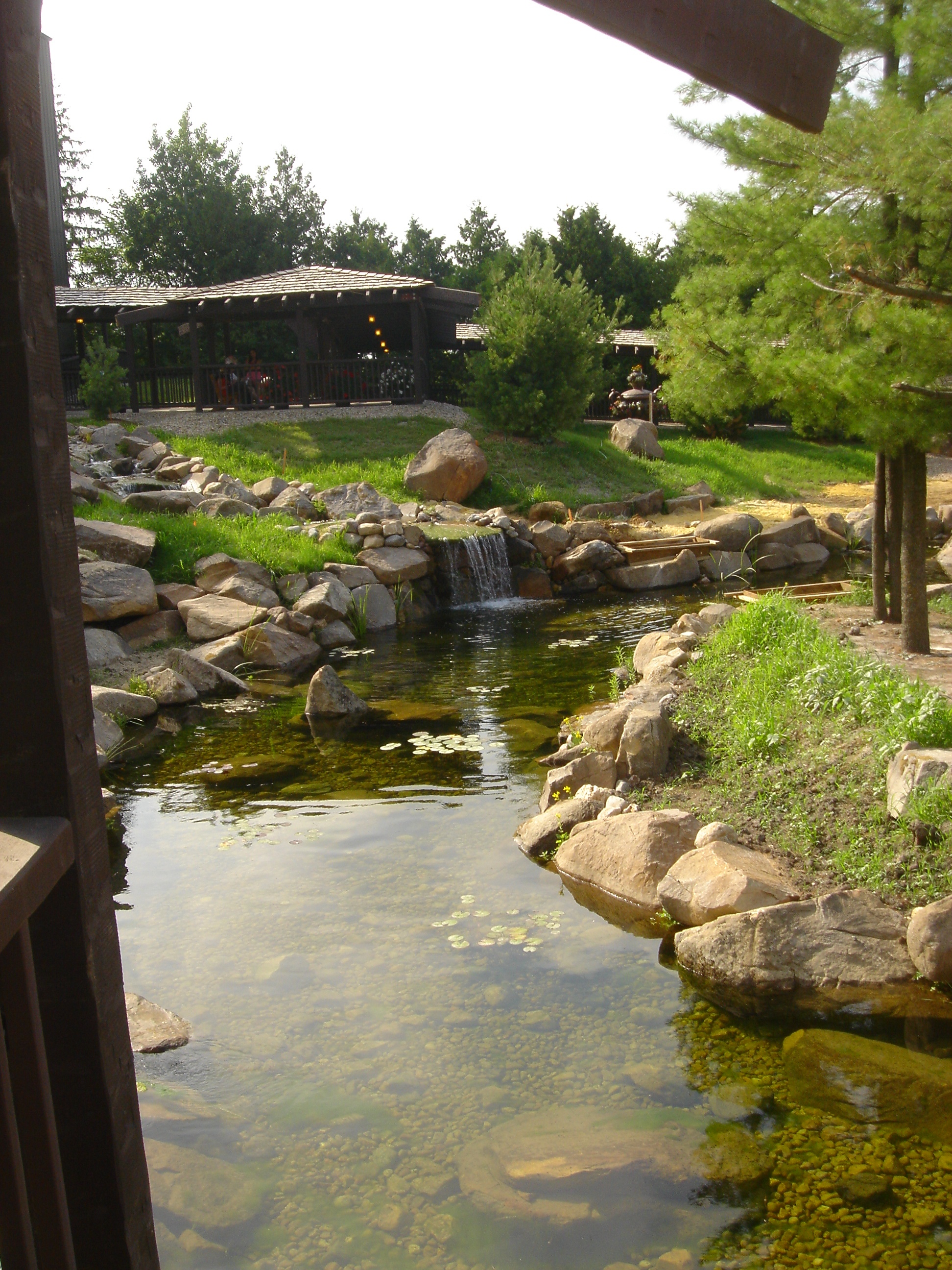 The Asian Garden Pond at House on the Rock two months after completion South edge.